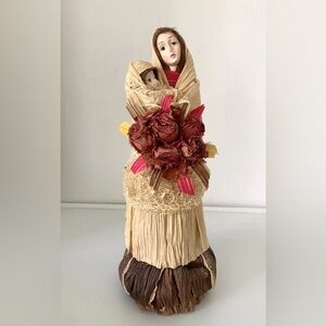 Handmade Virgin Mary Jesus Baby Virgen delCarmen Vintage Artist 11” Figurine